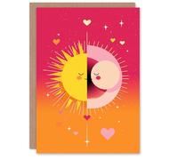 Artery8 Celestial Couple Sun And Moon Modern Abstract Personalised Valentine's Day Card