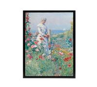 Artery8 Celia in Her Garden Floral Portrait Hassam Framed Canvas Wall Art | Size: W24" x H32" Artery8 Multicolor W24" x H32"