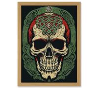Artery8 Celtic Design Skull Old School USA Tattoo Ink Body Rockabilly Americana 50s Artwork Framed A3 Wall Art Print