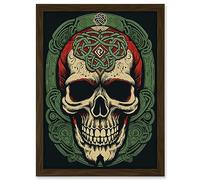 Artery8 Celtic Design Skull Old School USA Tattoo Ink Body Rockabilly Americana 50s Artwork Framed A3 Wall Art Print