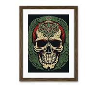 Artery8 Celtic Design Skull Old School USA Tattoo Ink Body Rockabilly Americana 50s Artwork Framed Wall Art Print 18X24 Inch