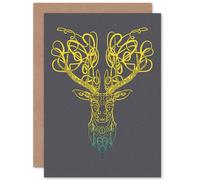Artery8 Celtic Knot Stag Head Greetings Card in Grey Artery8 Grey