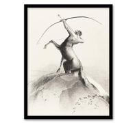Artery8 Centaur Aiming at the Clouds Wall Art Print Framed Poster 12x16 inch Artwork By Redon : Fantasy Mythological Print Ideal For Study Or Hallway With Vintage Symbolism And Striking Detail