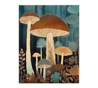 Artery8 Cep Mushroom Earthy Aesthetic Modern Blue Brown Large Wall Art Poster Print Thick Paper 18X24 Inch