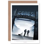 Artery8 Ceres Queen Asteroid Belt Nasa Space Tours Travel Greetings Card in Blue Artery8 Blue
