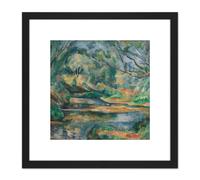 Artery8 Cezanne The Brook Landscape 8X8 Inch Square Wooden Framed Wall Art Print Picture with Mount in Black Artery8 Black