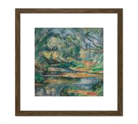Artery8 Cezanne The Brook Landscape 8X8 Inch Square Wooden Framed Wall Art Print Picture with Mount in Brown Artery8 Brown