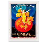 Artery8 Chablis Wine French Vintage Advert Artwork Framed Wall Art Print A4 in White Artery8 White