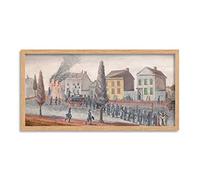 Artery8 Chappel New York Fighting A Fire 1870 Painting Framed Wall Art Print Long 25X12 Inch