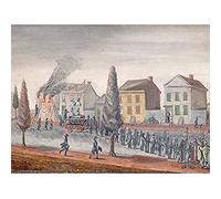 Artery8 Chappel New York Fighting A Fire 1870 Painting Unframed Wall Art Print Poster Home Decor Premium