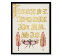 Artery8 Chard & Red Winged Grasshopper Calligraphy Framed Wall Art Print in Gold | Size: A4 Artery8 Gold A4