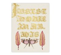 Artery8 Chard & Red Winged Grasshopper Calligraphy Wall Art Print in Gold | Size: W24" x H32" Artery8 Gold W24" x H32"