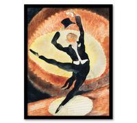 Artery8 Charles Demuth Framed Wall Art Acrobatic Male Dancer with Top Hat in Brown | Size: A3 Artery8 Brown A3