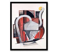 Artery8 Charles Demuth Framed Wall Art Industrial Machinery Cubist Painting in White | Size: A3 Artery8 White A3
