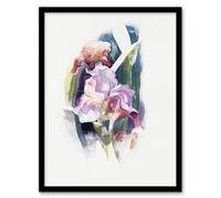 Artery8 Charles Demuth Framed Wall Art Print Purple Iris Flower Watercolour in White | Size: A4 Artery8 White A4