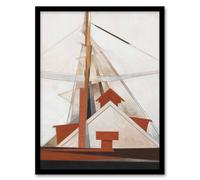 Artery8 Charles Demuth Framed Wall Art Print Sailboat Masts Cubist Painting in White | Size: A3 Artery8 White A3