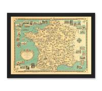 Artery8 Chase 1935 Pictorial Map France Historic Monuments Buildings Wall Art Print - A4 Size