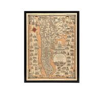 Artery8 Chase 1939 Pictorial Map Manhattan & Bronx Framed Canvas Wall Art Print | Size: W18" x H24" Artery8 Multicolor W18" x H24"