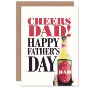 Artery8 Cheers Dad Best Fathers Day Beer Bottle Greetings Card in White Artery8 White