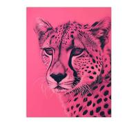 Artery8 Cheetah Hot Pink Pencil Art Animal Portrait Living Room Large Wall Art Poster Print Thick Paper 18X24 Inch