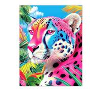 Artery8 Cheetah Jungle Plants Colourful Animal Portrait Living Room Large Wall Art Poster Print Thick Paper 18X24 Inch
