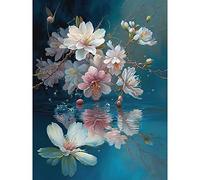 Artery8 Cherry Blossom Branch Dancing Over Water Modern Watercolour Painting Large Wall Art Poster Print Thick Paper 18X24 Inch