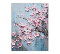 Artery8 Cherry Blossom Splendor Delicate Elegant Pink And Soft Blue Oil Painting Unframed Wall Art Print Poster Home Decor Premium