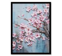 Artery8 Cherry Blossom Splendor Delicate Elegant Pink Soft Oil Framed Wall Art Print