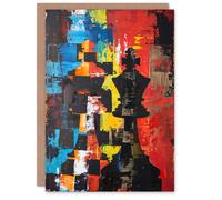 Artery8 Chess King Pieces Colourful Abstract Painting Blank For Him Or Her Art Birthday Card