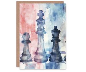 Artery8 Chess Piece Chessboard Abstract Light Watercolour Birthday Art Card Artery8 Multicolor