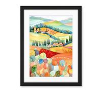 Artery8 Chianti Italy Rolling Hills Folk Art Artwork Framed Wall Art Print 18X24 Inch