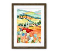 Artery8 Chianti Italy Rolling Hills Folk Art Artwork Framed Wall Art Print 18X24 Inch