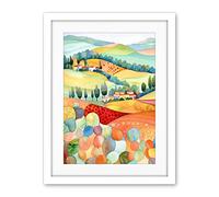 Artery8 Chianti Italy Rolling Hills Folk Art Artwork Framed Wall Art Print 18X24 Inch