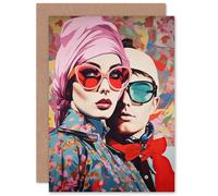 Artery8 Chic Sunglasses Retro Spring Floral Fashion for Wife Her Mum Sister Daughter Mom Gran Nan Birthday Thank You Congratulations Blank Art Greeting Card