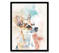 Artery8 Chihuahua Dog Lover Light Watercolour Portrait Living Room Artwork Framed Wall Art Print A4