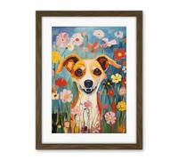 Artery8 Chihuahua in the Wildflowers Artwork Colourful Meadow Dog Portrait Artwork Framed Wall Art Print 18X24 Inch