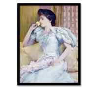 Artery8 Childe Hassam Framed Wall Art Actress Lillie Langtry Portrait Painting - A4 Size
