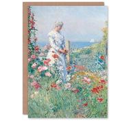 Artery8 Childe Hassam Personalised Art Card Celia in Her Garden Floral Portrait