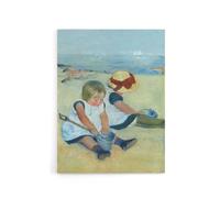 Artery8 Children Playing on the Beach Cassatt Vintage Canvas Wall Art | Size: W18" x H24" Artery8 Multicolor W18" x H24"