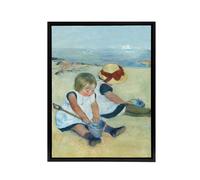 Artery8 Children Playing on the Beach Cassatt Vintage Framed Canvas Wall Art | Size: W12" x H16" Artery8 Multicolor W12" x H16"