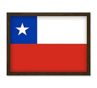 Artery8 Chile National Flag Patriotic Vexillology World Flags Country Region Poster Artwork Framed Wall Art Print A4