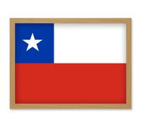 Artery8 Chile National Flag Vexillology World Flags Country Region Poster Artwork Framed Wall Art Print A4 in Light Oak Artery8 Light Oak