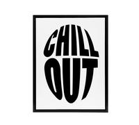 Artery8 Chill Out Fun Bold Simple Typography Design Black Framed Canvas Art in White | Size: W24" x H32" Artery8 White W24" x H32"