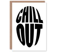 Artery8 Chill Out Fun Bold Simple Typography Design Greeting Card in White Artery8 White
