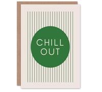 Artery8 Chill Out Relax Green Circle Stripes Design Card