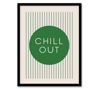 Artery8 Chill Out Relax Green Circle Stripes Design Framed Wall Art Print | Size: W12" x H16" Artery8 Green W12" x H16"