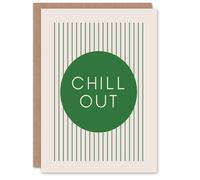 Artery8 Chill Out Relax Green Circle Stripes Design Greeting Card Artery8 Green