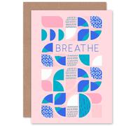 Artery8 Chill Pattern Breathe Quote Affirmation Pink Get Well Soon Greeting Card Artery8 Pink