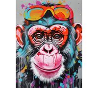 Artery8 Chimpanzee Monkey With Sunglasses Graffiti Pop Art Large Wall Art Poster Print Thick Paper 18X24 Inch