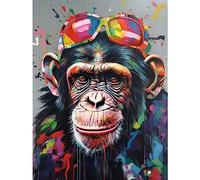 Artery8 Chimpanzee With Rainbow Sunglasses Modern Pop Art Extra Large XL Wall Art Poster Print